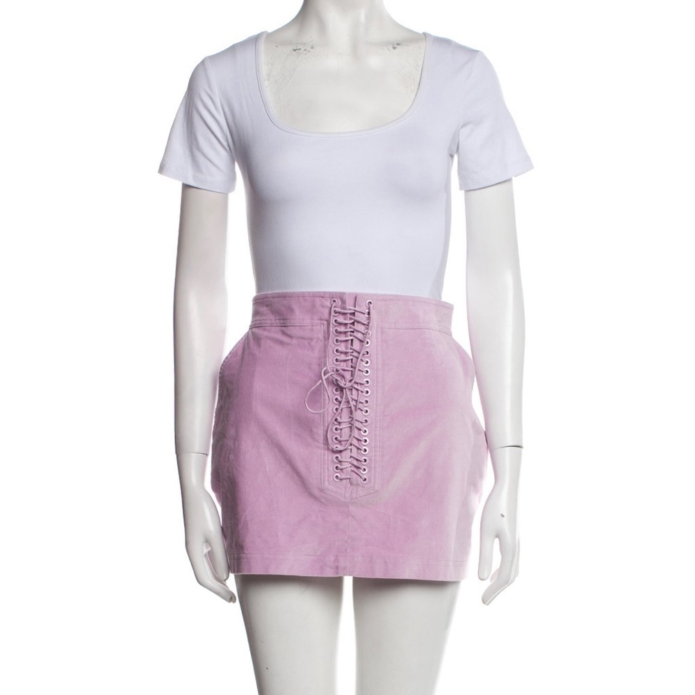 Alex Perry Rowan Glitter Corduroy Eyelet Mini Skirt Lilac Sz 8 — image 3 of 8